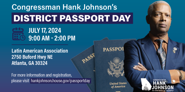 Congressman Hank Johnson's Passport Day Banner