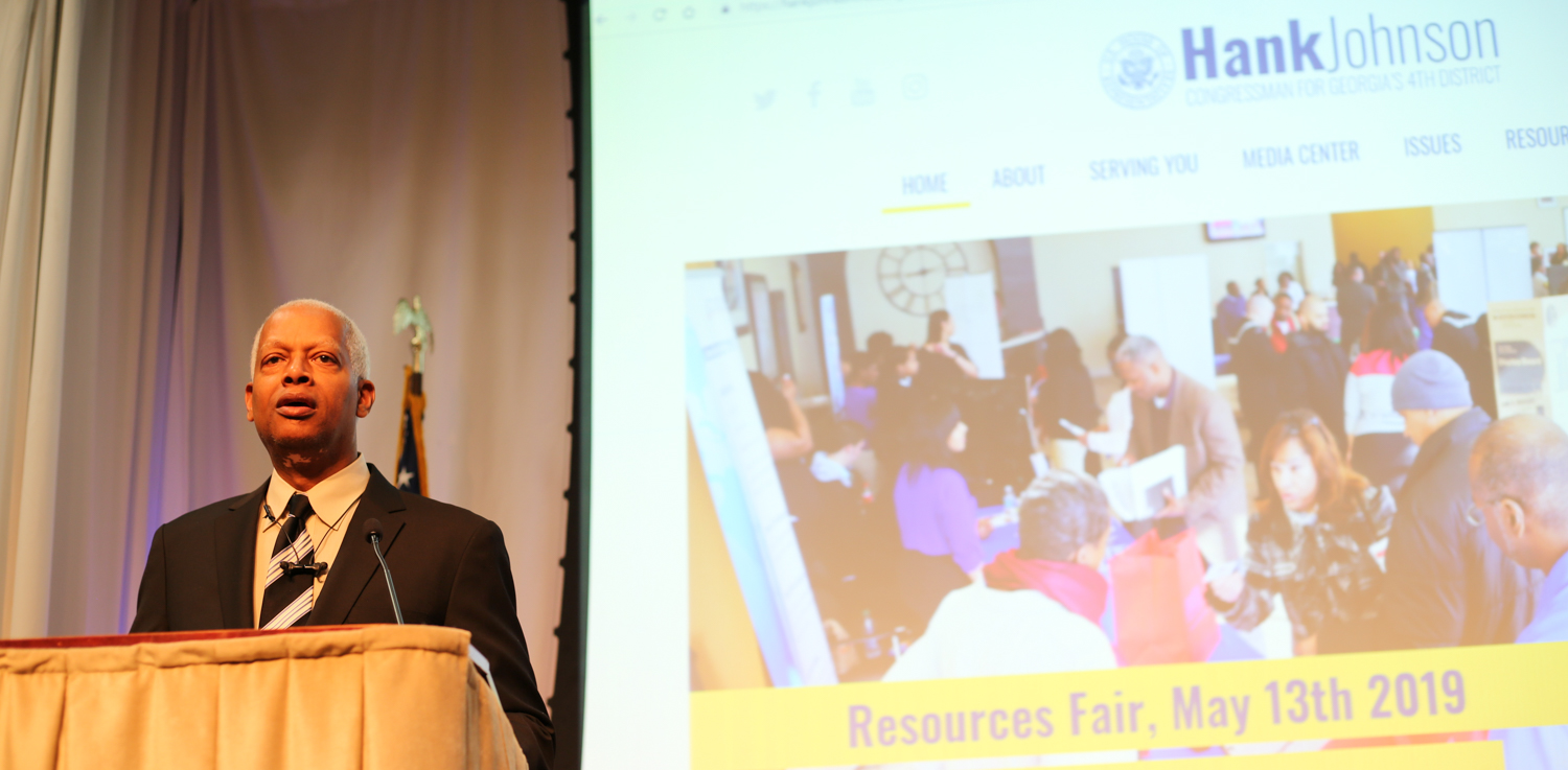 Rep. Hank Johnson with constituents