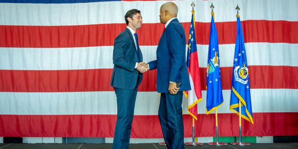 Sen. Ossoff greets Rep. Johnson on Academy Day 2022