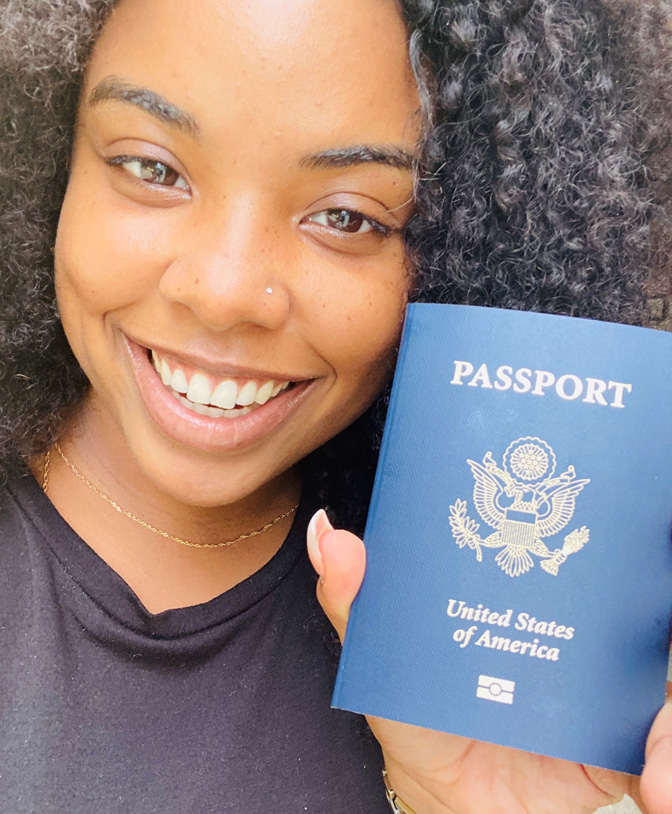 Kayla J received her passport thanks to grea